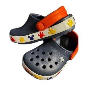 Disney Mickey Mouse Children's Size 6 Blue Crocs, Red Yellow Play Shoes Boys